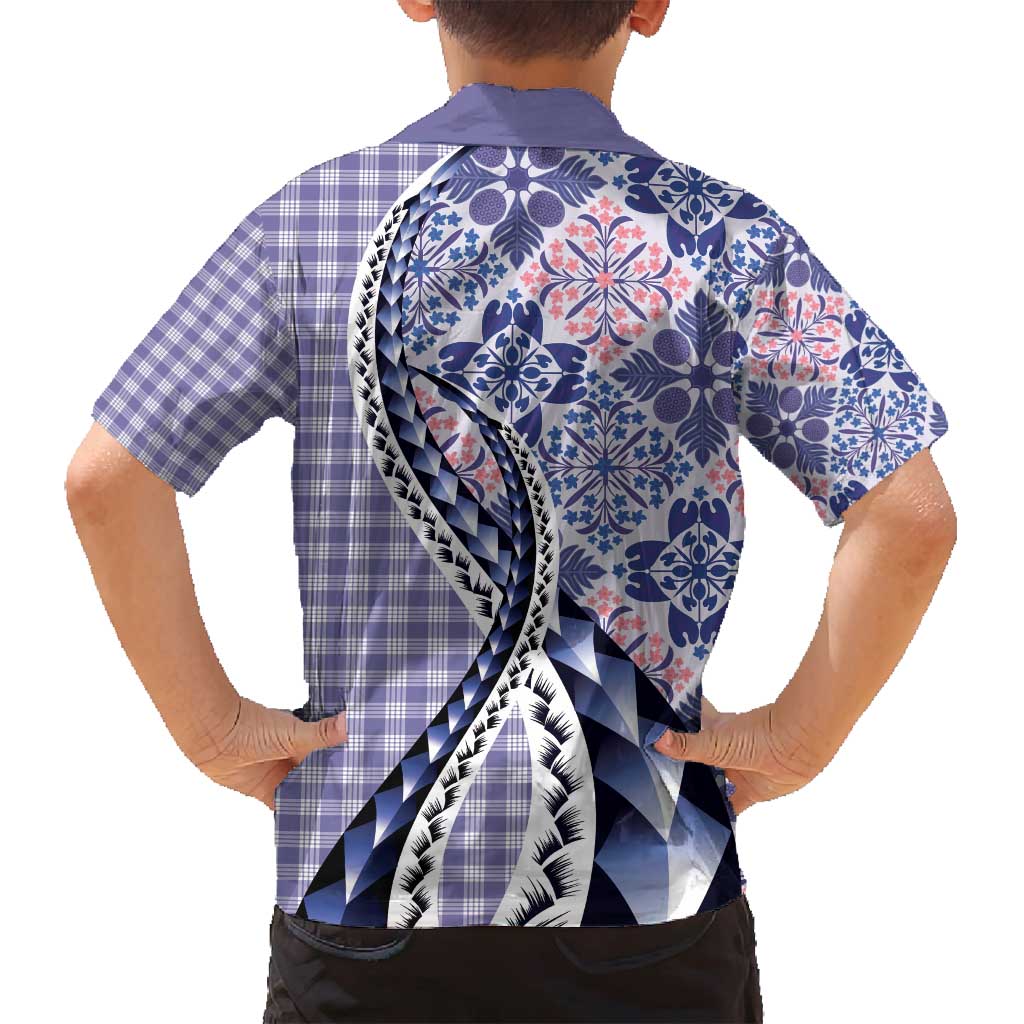 Aloha Vintage Palaka Floral Hawaiian Quilt Family Matching Off Shoulder Short Dress and Hawaiian Shirt Poni Motif - Polynesian Pride