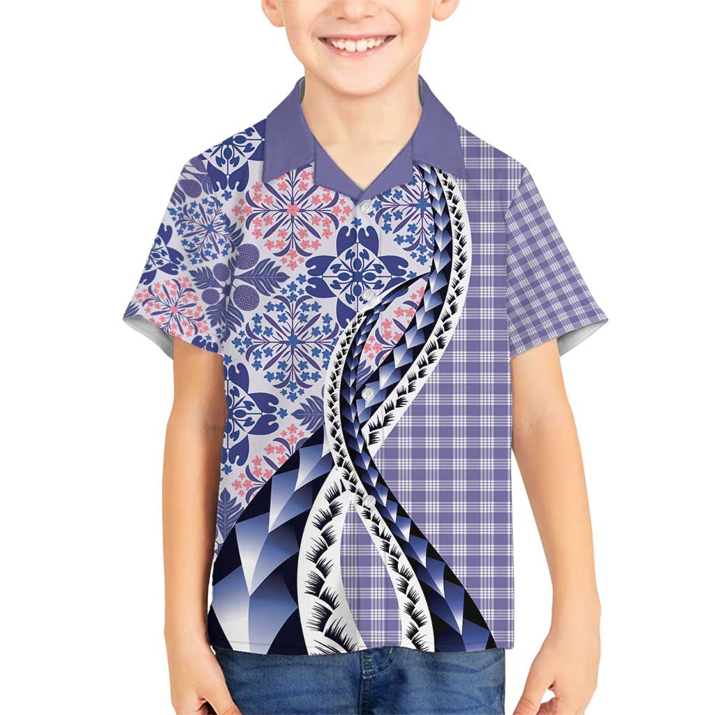 Aloha Vintage Palaka Floral Hawaiian Quilt Family Matching Off Shoulder Short Dress and Hawaiian Shirt Poni Motif - Polynesian Pride