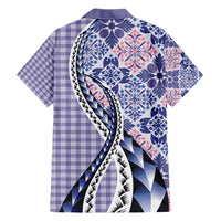 Aloha Vintage Palaka Floral Hawaiian Quilt Family Matching Short Sleeve Bodycon Dress and Hawaiian Shirt Poni Motif - Polynesian Pride