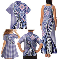 Aloha Vintage Palaka Floral Hawaiian Quilt Family Matching Tank Maxi Dress and Hawaiian Shirt Poni Motif - Polynesian Pride