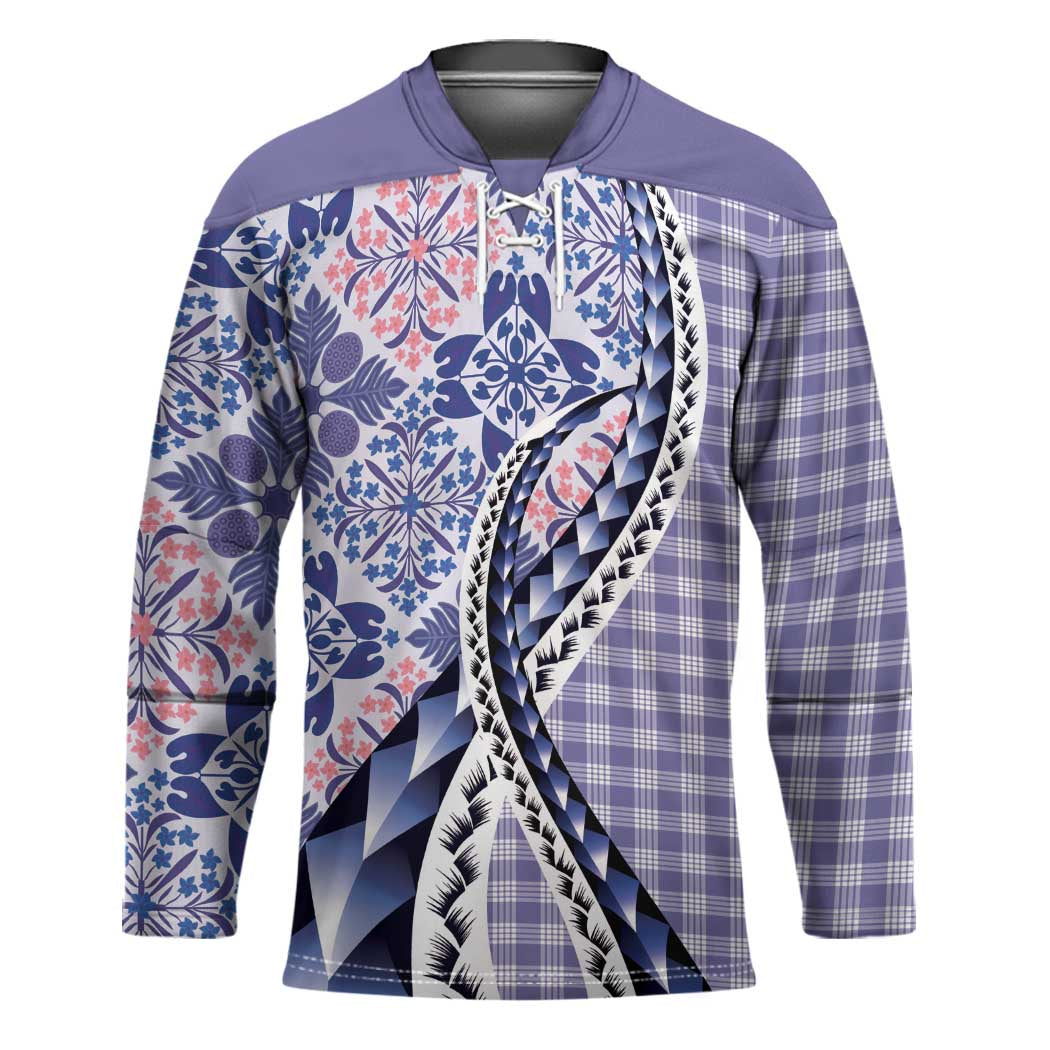 Aloha Vintage Palaka Floral Hawaiian Quilt Hockey Jersey Poni Motif - Polynesian Pride