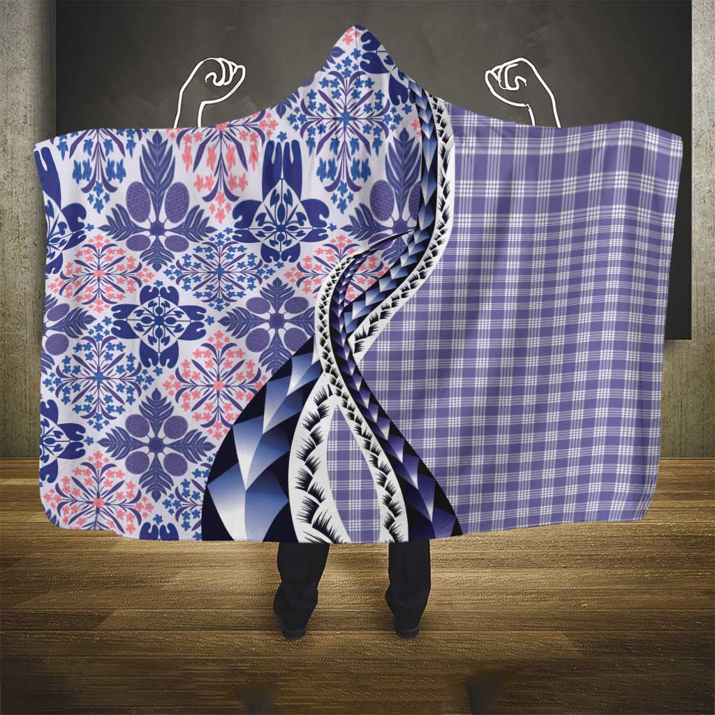 Aloha Vintage Palaka Floral Hawaiian Quilt Hooded Blanket Poni Motif - Polynesian Pride