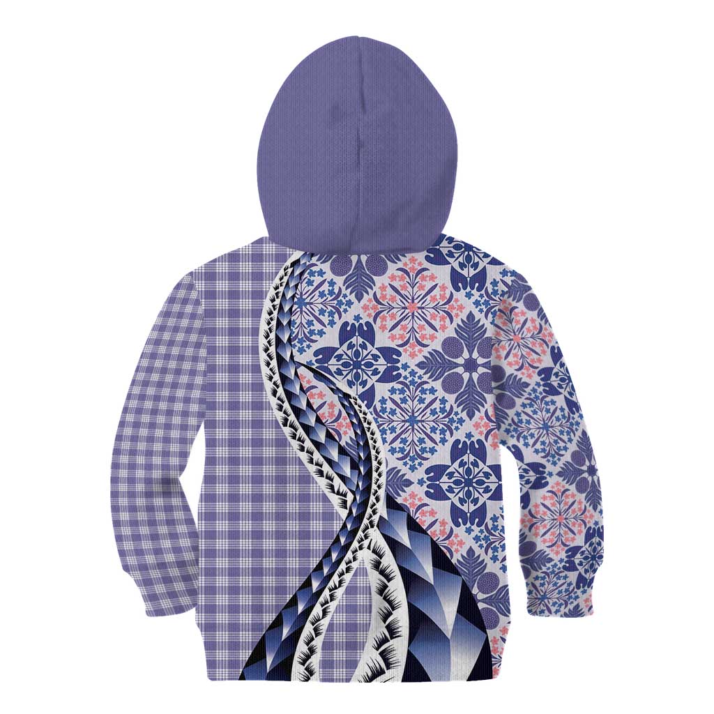 Aloha Vintage Palaka Floral Hawaiian Quilt Kid Hoodie Poni Motif - Polynesian Pride