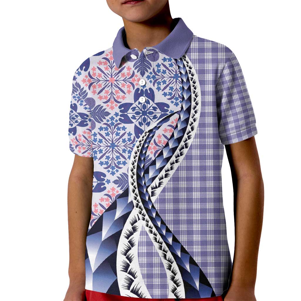 Aloha Vintage Palaka Floral Hawaiian Quilt Kid Polo Shirt Poni Motif - Polynesian Pride