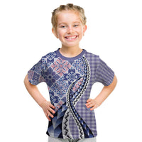 Aloha Vintage Palaka Floral Hawaiian Quilt Kid T Shirt Poni Motif - Polynesian Pride