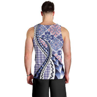 Aloha Vintage Palaka Floral Hawaiian Quilt Men Tank Top Poni Motif - Polynesian Pride