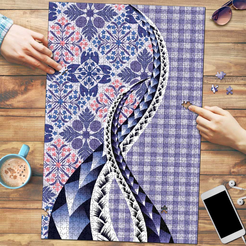 Aloha Vintage Palaka Floral Hawaiian Quilt Puzzle Poni Motif - Polynesian Pride