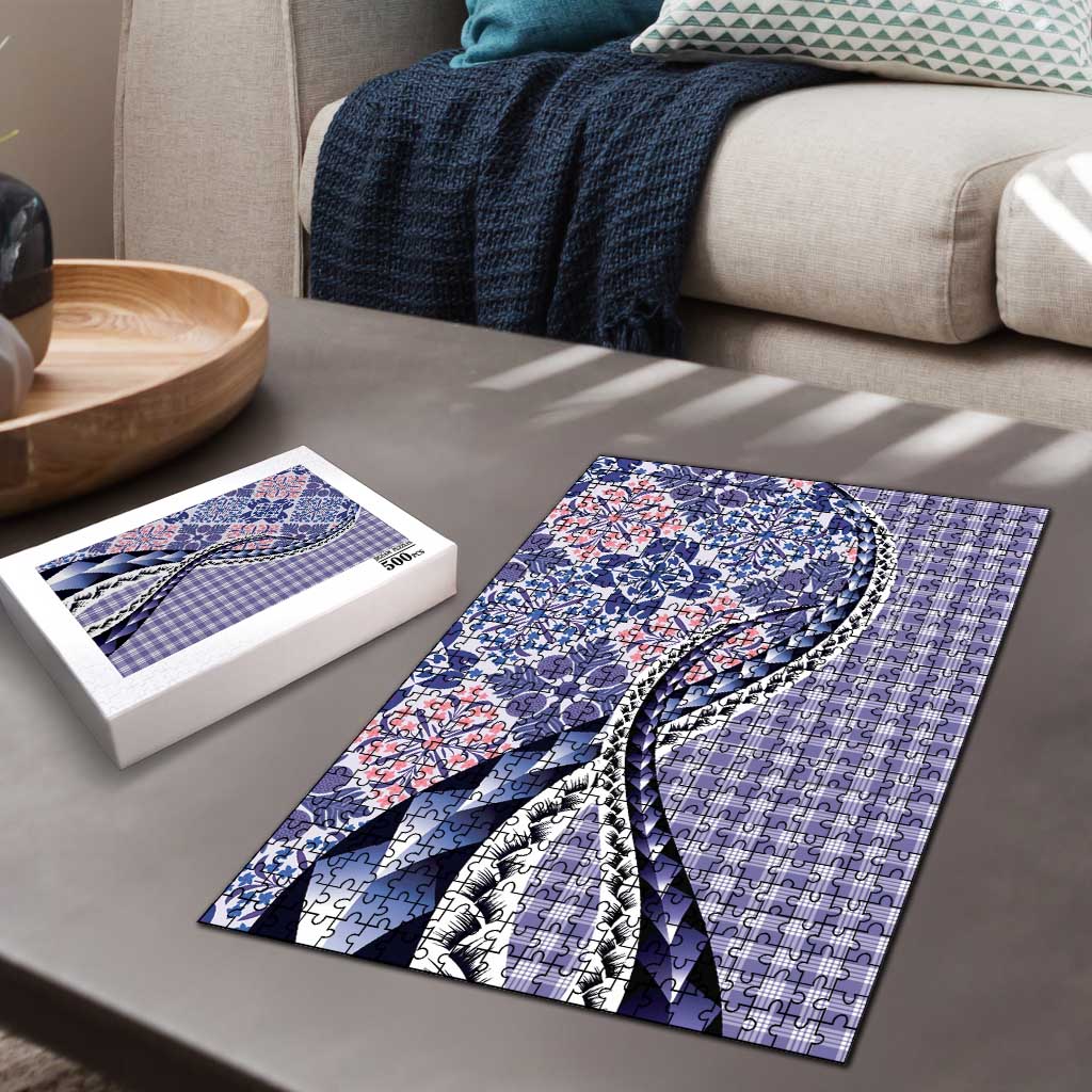 Aloha Vintage Palaka Floral Hawaiian Quilt Puzzle Poni Motif - Polynesian Pride