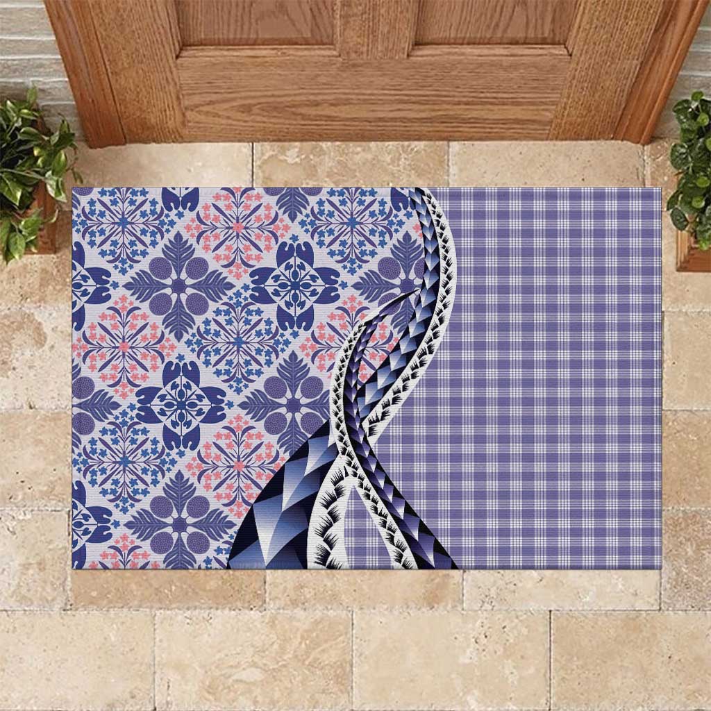 Aloha Vintage Palaka Floral Hawaiian Quilt Rubber Doormat Poni Motif - Polynesian Pride