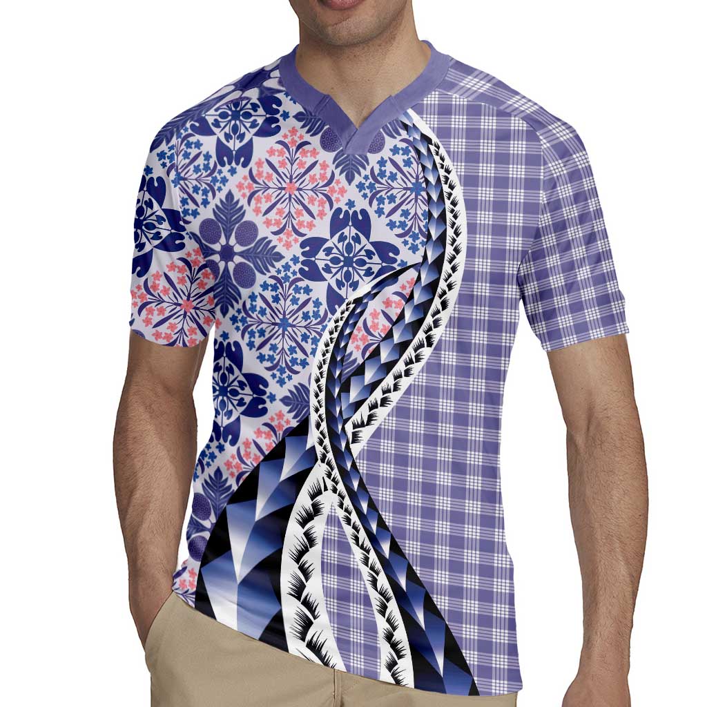 Aloha Vintage Palaka Floral Hawaiian Quilt Rugby Jersey Poni Motif - Polynesian Pride