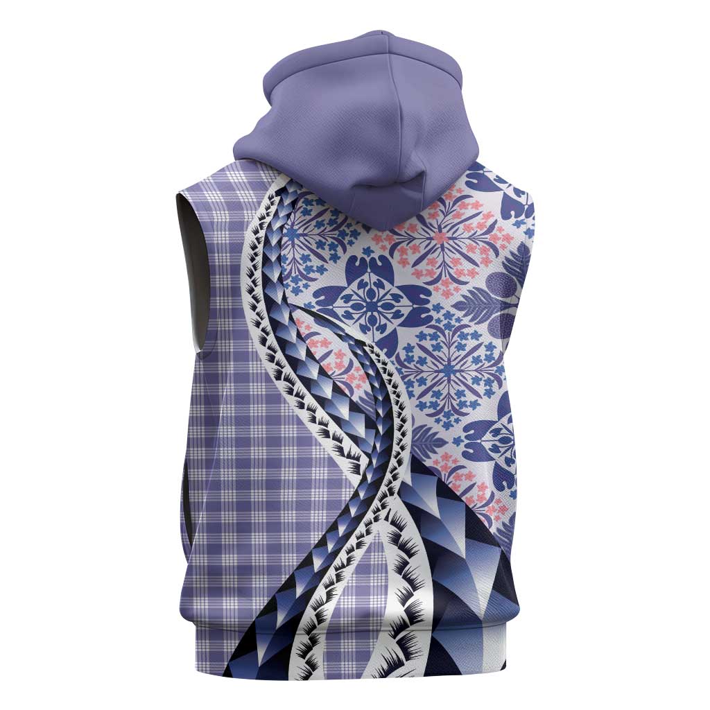 Aloha Vintage Palaka Floral Hawaiian Quilt Sleeveless Hoodie Poni Motif - Polynesian Pride