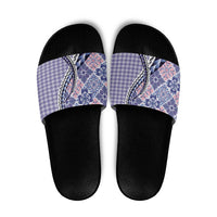 Aloha Vintage Palaka Floral Hawaiian Quilt Slide Sandals Poni Motif - Polynesian Pride