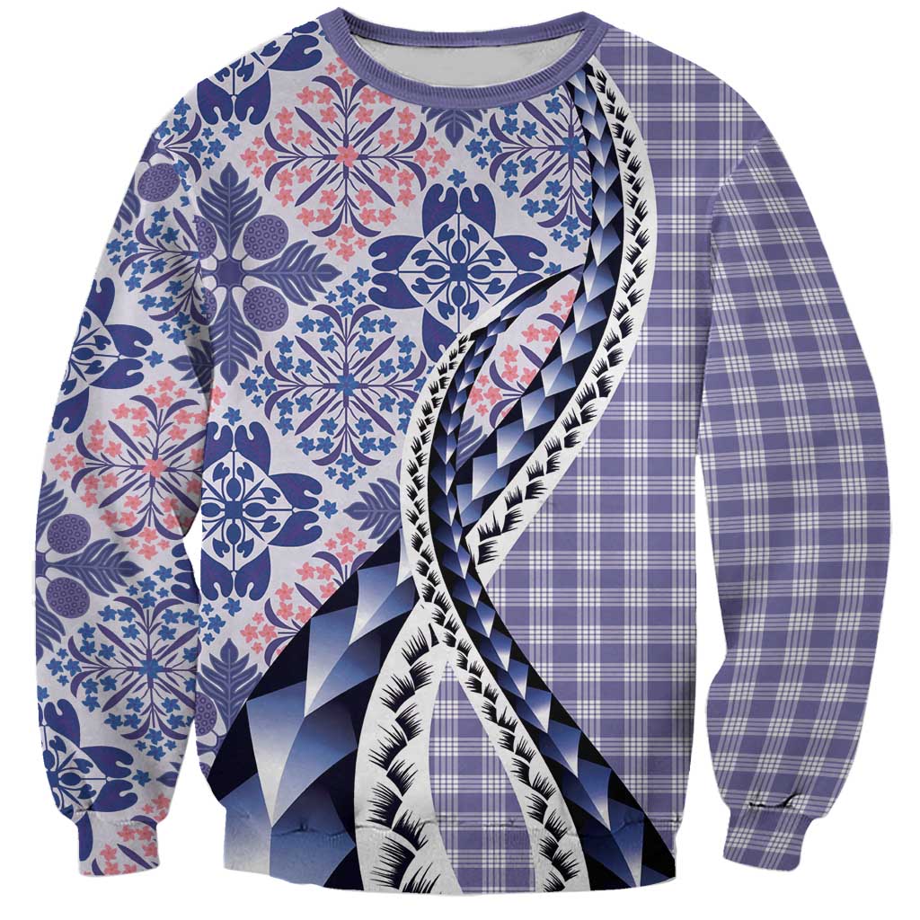 Aloha Vintage Palaka Floral Hawaiian Quilt Sweatshirt Poni Motif - Polynesian Pride