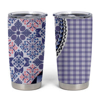 Aloha Vintage Palaka Floral Hawaiian Quilt Tumbler Cup Poni Motif - Polynesian Pride