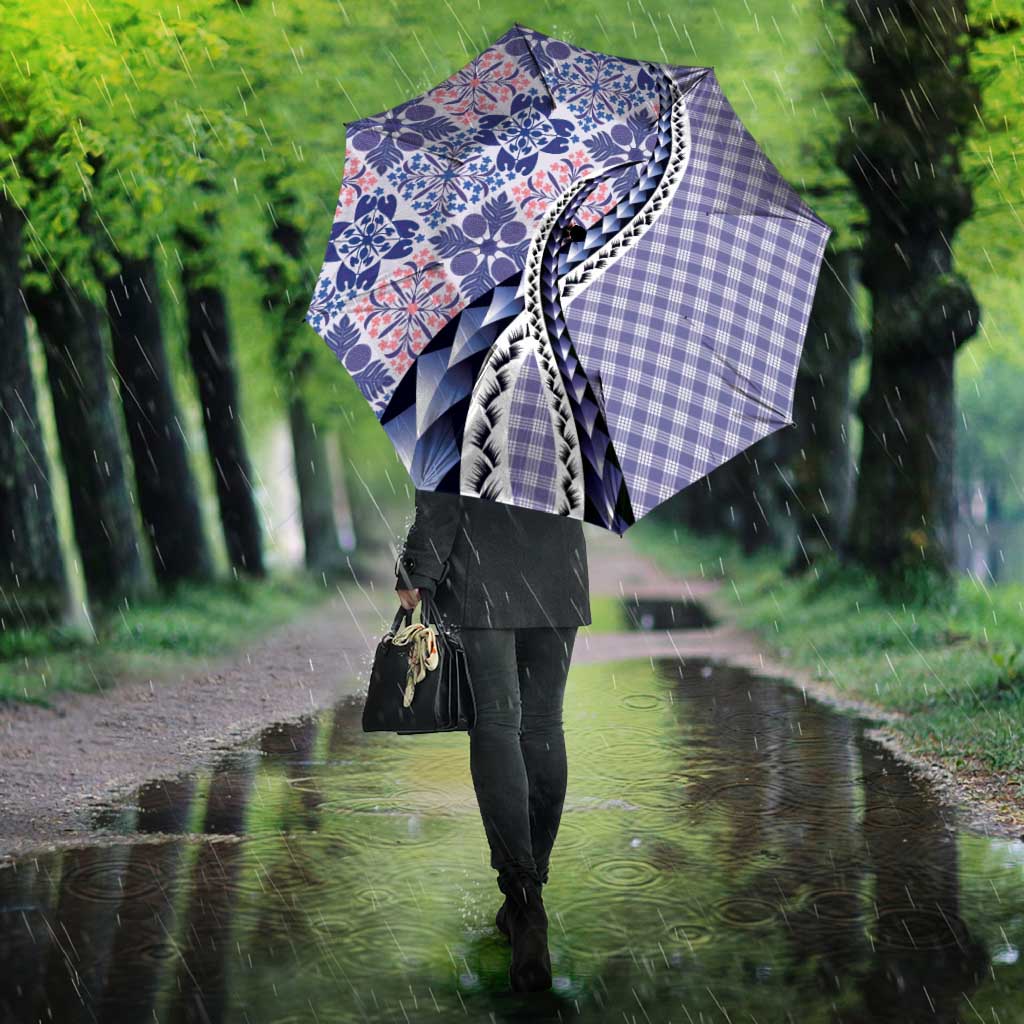 Aloha Vintage Palaka Floral Hawaiian Quilt Umbrella Poni Motif - Polynesian Pride