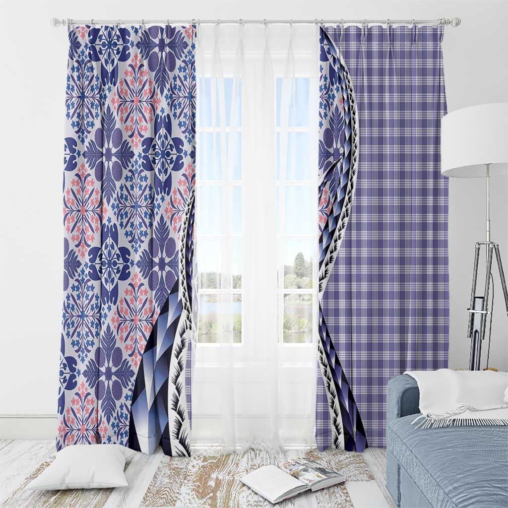 Aloha Vintage Palaka Floral Hawaiian Quilt Window Curtain Poni Motif - Polynesian Pride