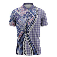 Aloha Vintage Palaka Floral Hawaiian Quilt Zipper Polo Shirt Poni Motif - Polynesian Pride