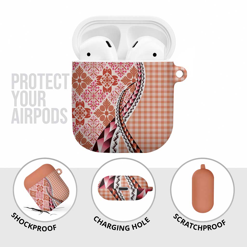 Aloha Vintage Palaka Floral Hawaiian Quilt AirPods Case Ulaula Motif - Polynesian Pride