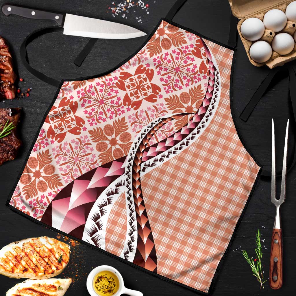 Aloha Vintage Palaka Floral Hawaiian Quilt Apron Ulaula Motif - Polynesian Pride