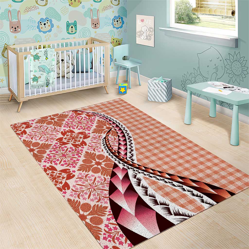 Aloha Vintage Palaka Floral Hawaiian Quilt Area Rug Ulaula Motif - Polynesian Pride