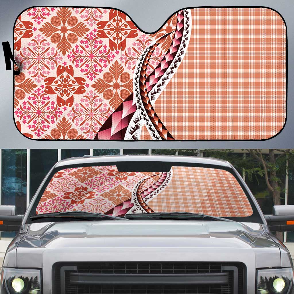 Aloha Vintage Palaka Floral Hawaiian Quilt Auto Sun Shade Ulaula Motif - Polynesian Pride