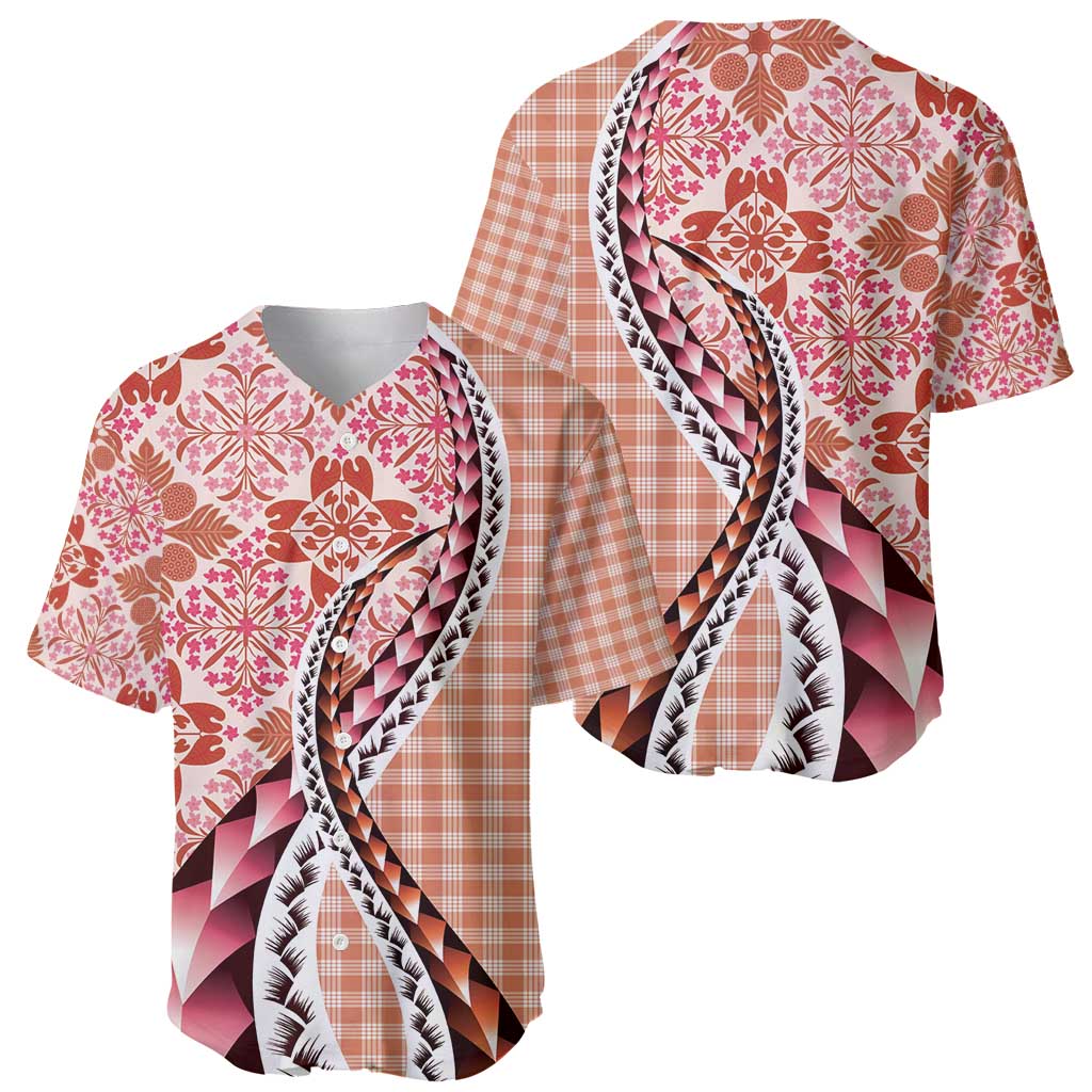 Aloha Vintage Palaka Floral Hawaiian Quilt Baseball Jersey Ulaula Motif - Polynesian Pride