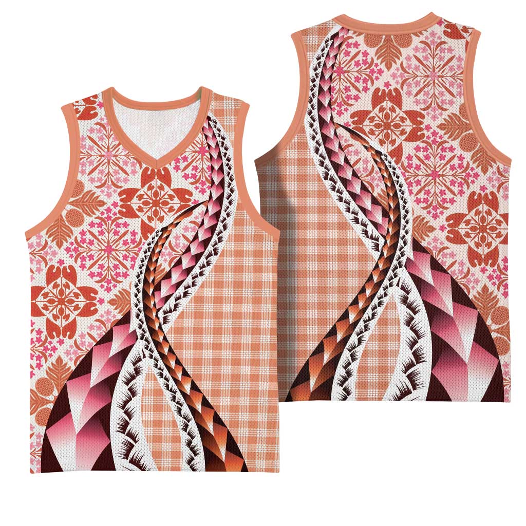 Aloha Vintage Palaka Floral Hawaiian Quilt Basketball Jersey Ulaula Motif - Polynesian Pride