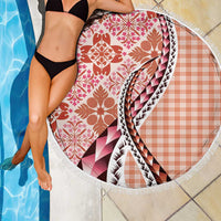 Aloha Vintage Palaka Floral Hawaiian Quilt Beach Blanket Ulaula Motif - Polynesian Pride