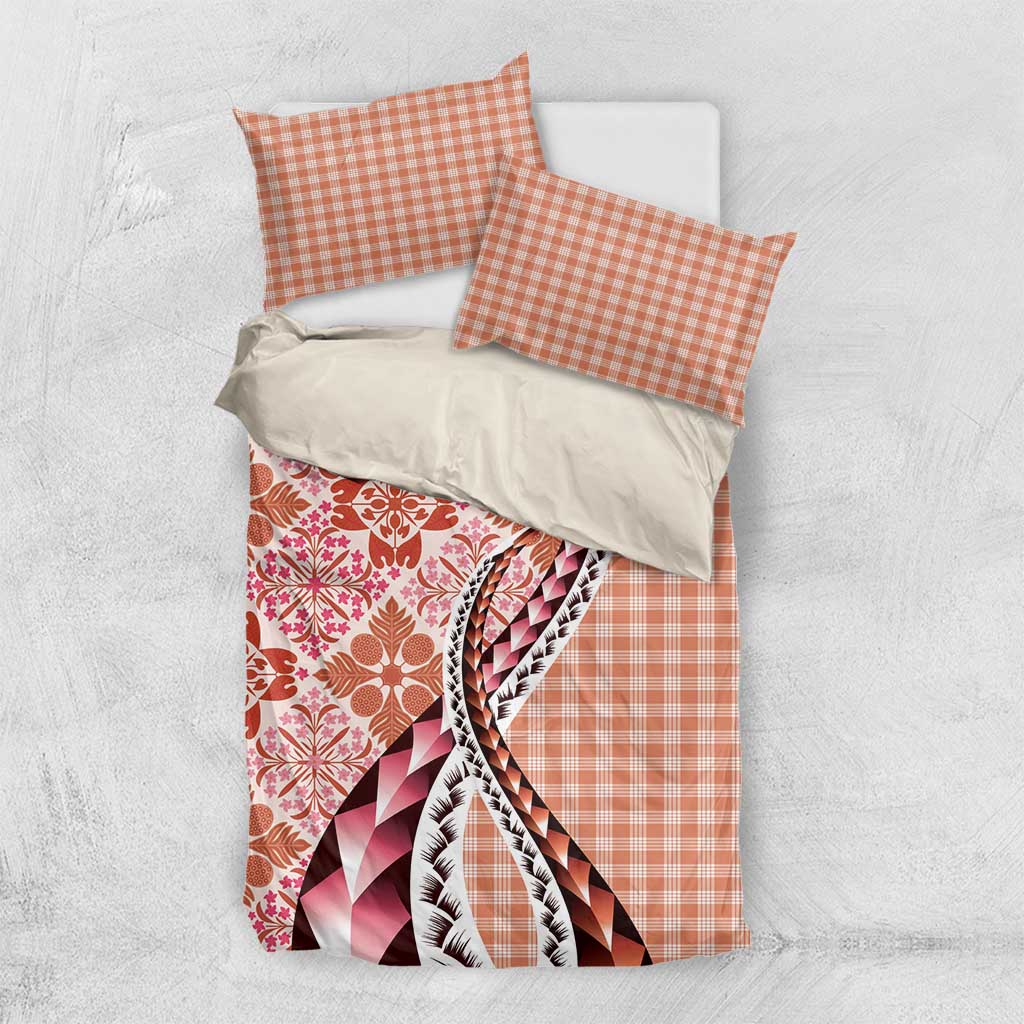 Aloha Vintage Palaka Floral Hawaiian Quilt Bedding Set Ulaula Motif - Polynesian Pride