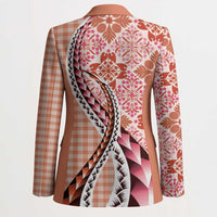 Aloha Vintage Palaka Floral Hawaiian Quilt Blazer Ulaula Motif - Polynesian Pride