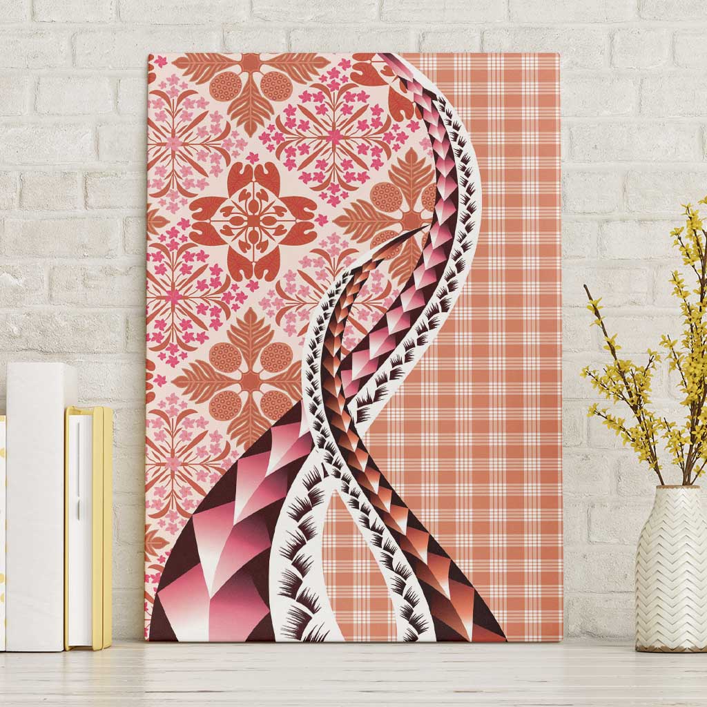 Aloha Vintage Palaka Floral Hawaiian Quilt Canvas Wall Art Ulaula Motif - Polynesian Pride