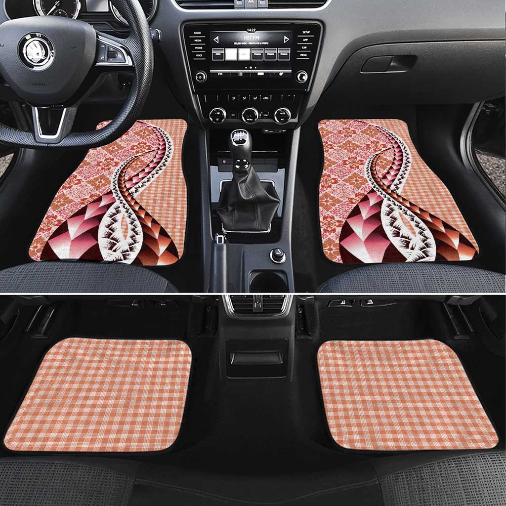 Aloha Vintage Palaka Floral Hawaiian Quilt Car Mats Ulaula Motif - Polynesian Pride