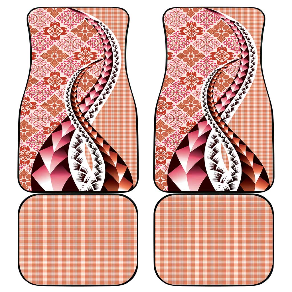 Aloha Vintage Palaka Floral Hawaiian Quilt Car Mats Ulaula Motif - Polynesian Pride