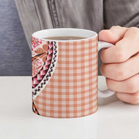 Aloha Vintage Palaka Floral Hawaiian Quilt Ceramic Mug Ulaula Motif - Polynesian Pride