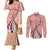 Aloha Vintage Palaka Floral Hawaiian Quilt Couples Matching Mermaid Dress and Long Sleeve Button Shirt Ulaula Motif - Polynesian Pride