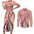 Aloha Vintage Palaka Floral Hawaiian Quilt Couples Matching Short Sleeve Bodycon Dress and Long Sleeve Button Shirt Ulaula Motif - Polynesian Pride
