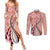 Aloha Vintage Palaka Floral Hawaiian Quilt Couples Matching Summer Maxi Dress and Long Sleeve Button Shirt Ulaula Motif - Polynesian Pride