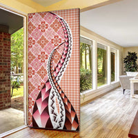 Aloha Vintage Palaka Floral Hawaiian Quilt Door Cover Ulaula Motif - Polynesian Pride