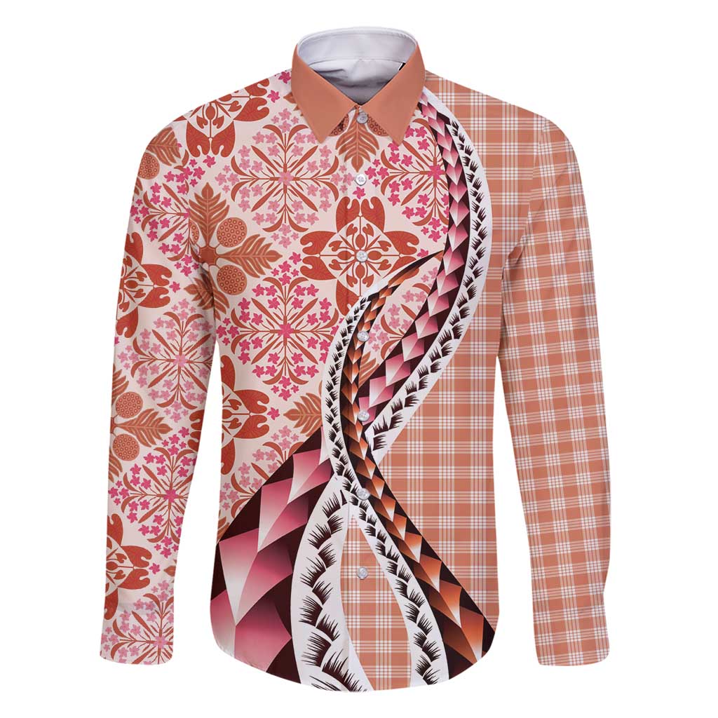 Aloha Vintage Palaka Floral Hawaiian Quilt Family Matching Off Shoulder Short Dress and Hawaiian Shirt Ulaula Motif - Polynesian Pride