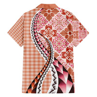Aloha Vintage Palaka Floral Hawaiian Quilt Family Matching Short Sleeve Bodycon Dress and Hawaiian Shirt Ulaula Motif - Polynesian Pride