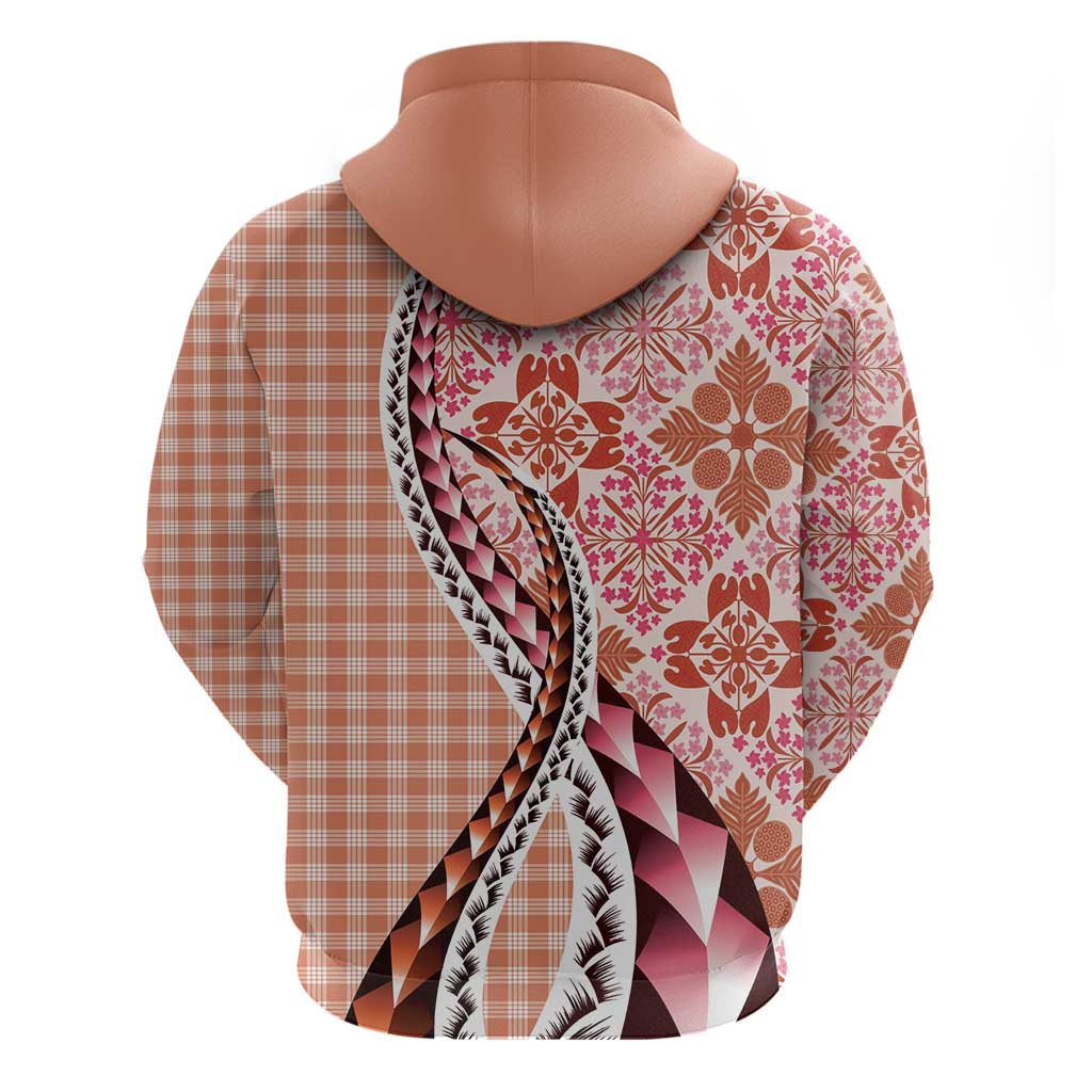 Aloha Vintage Palaka Floral Hawaiian Quilt Hoodie Ulaula Motif - Polynesian Pride