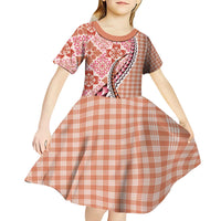 Aloha Vintage Palaka Floral Hawaiian Quilt Kid Short Sleeve Dress Ulaula Motif - Polynesian Pride