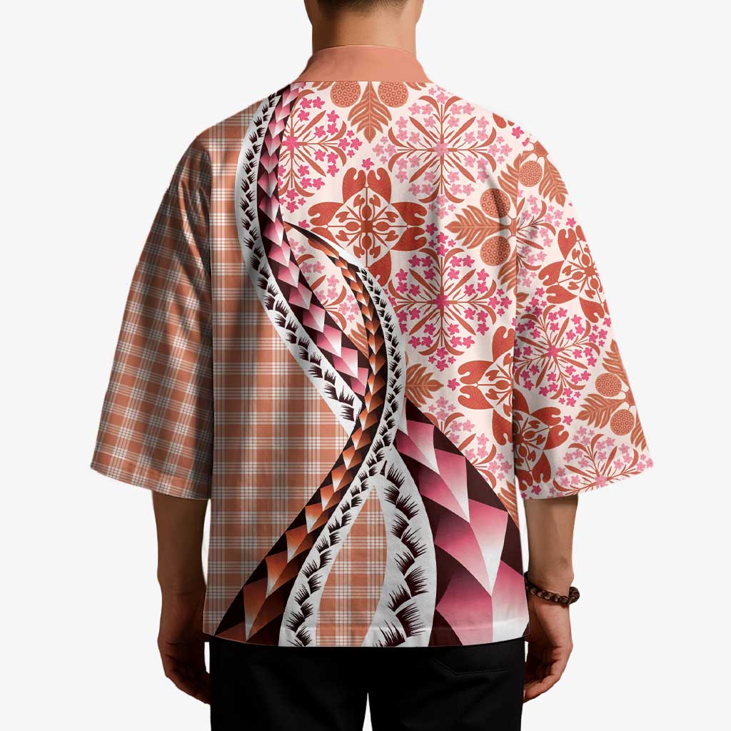 Aloha Vintage Palaka Floral Hawaiian Quilt Kimono Ulaula Motif - Polynesian Pride