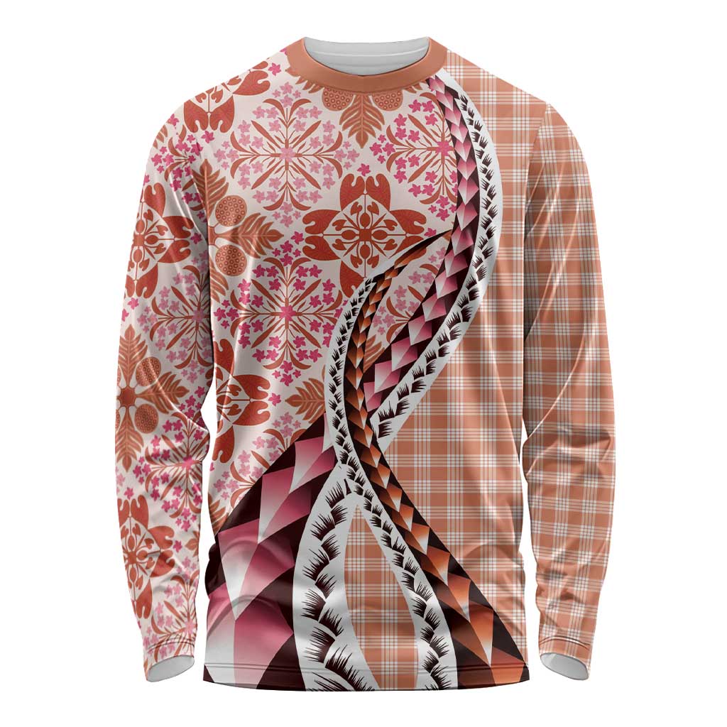 Aloha Vintage Palaka Floral Hawaiian Quilt Long Sleeve Shirt Ulaula Motif - Polynesian Pride