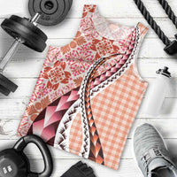 Aloha Vintage Palaka Floral Hawaiian Quilt Men Tank Top Ulaula Motif - Polynesian Pride