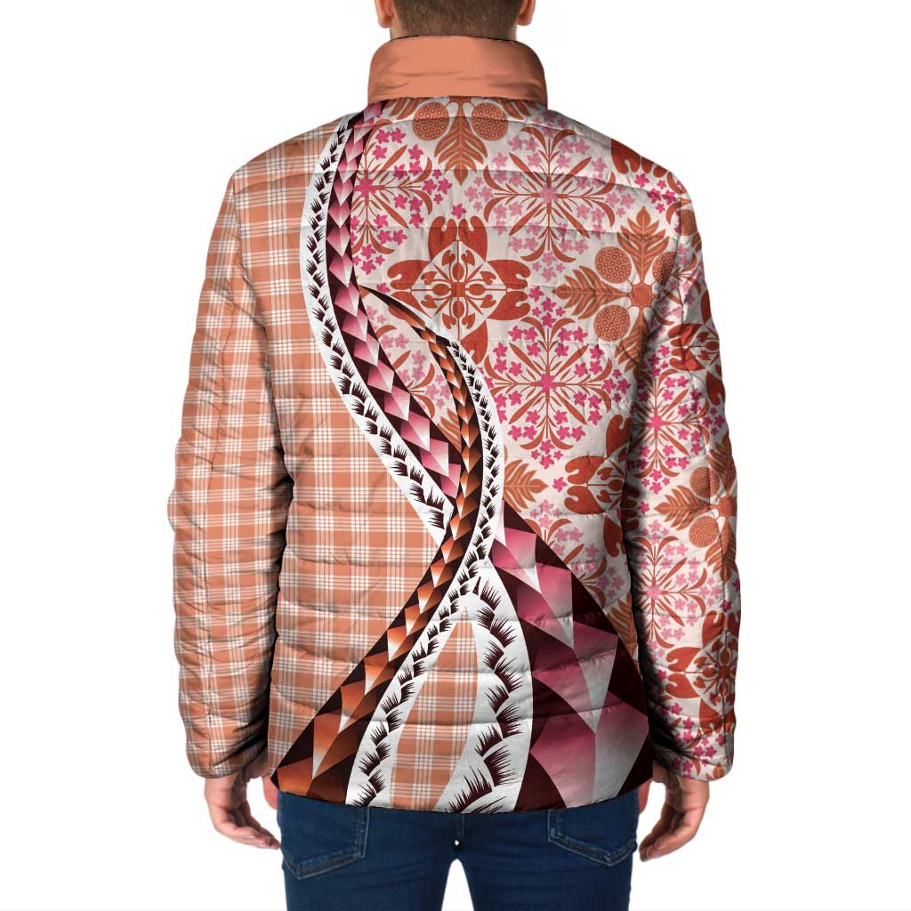 Aloha Vintage Palaka Floral Hawaiian Quilt Padded Jacket Ulaula Motif - Polynesian Pride