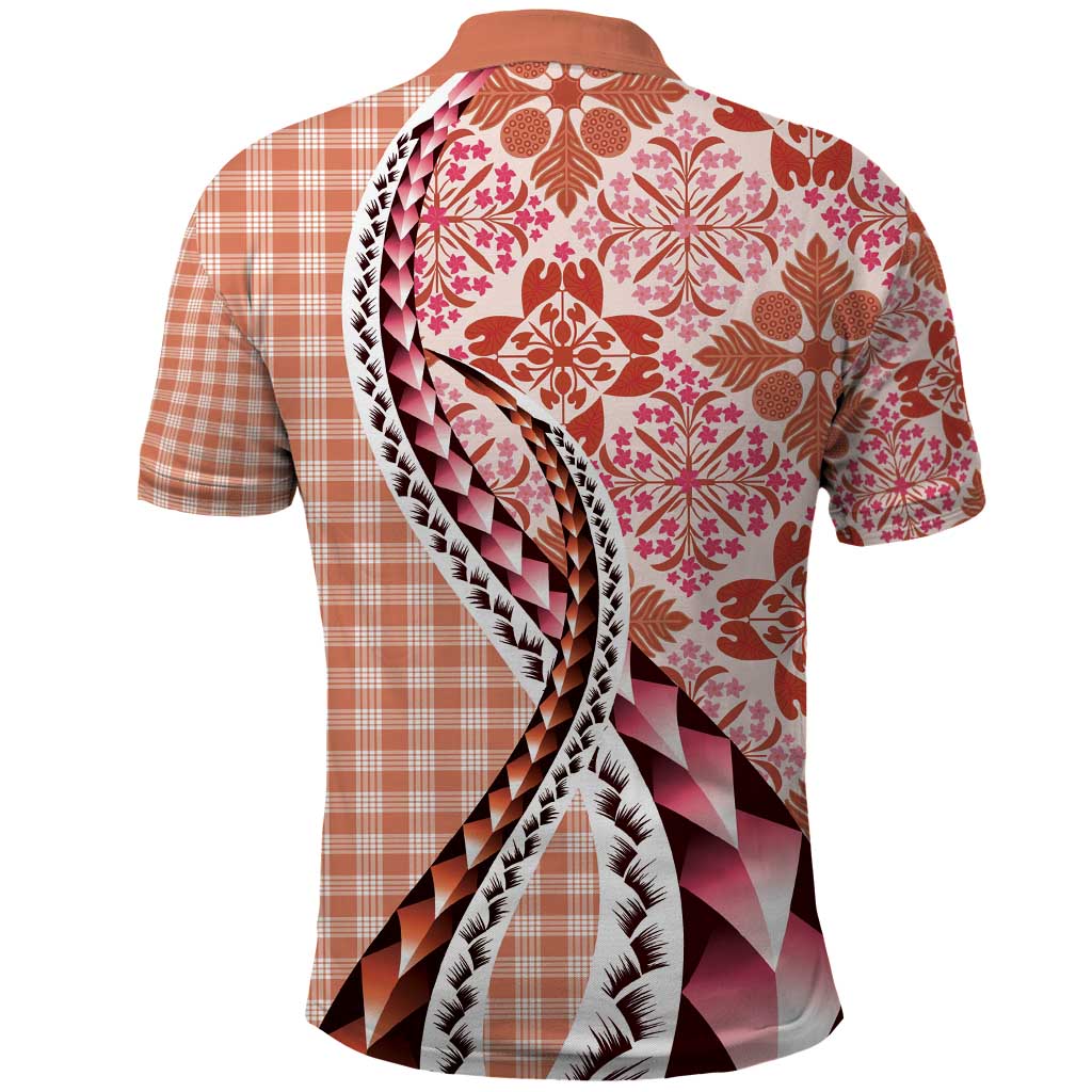 Aloha Vintage Palaka Floral Hawaiian Quilt Polo Shirt Ulaula Motif - Polynesian Pride