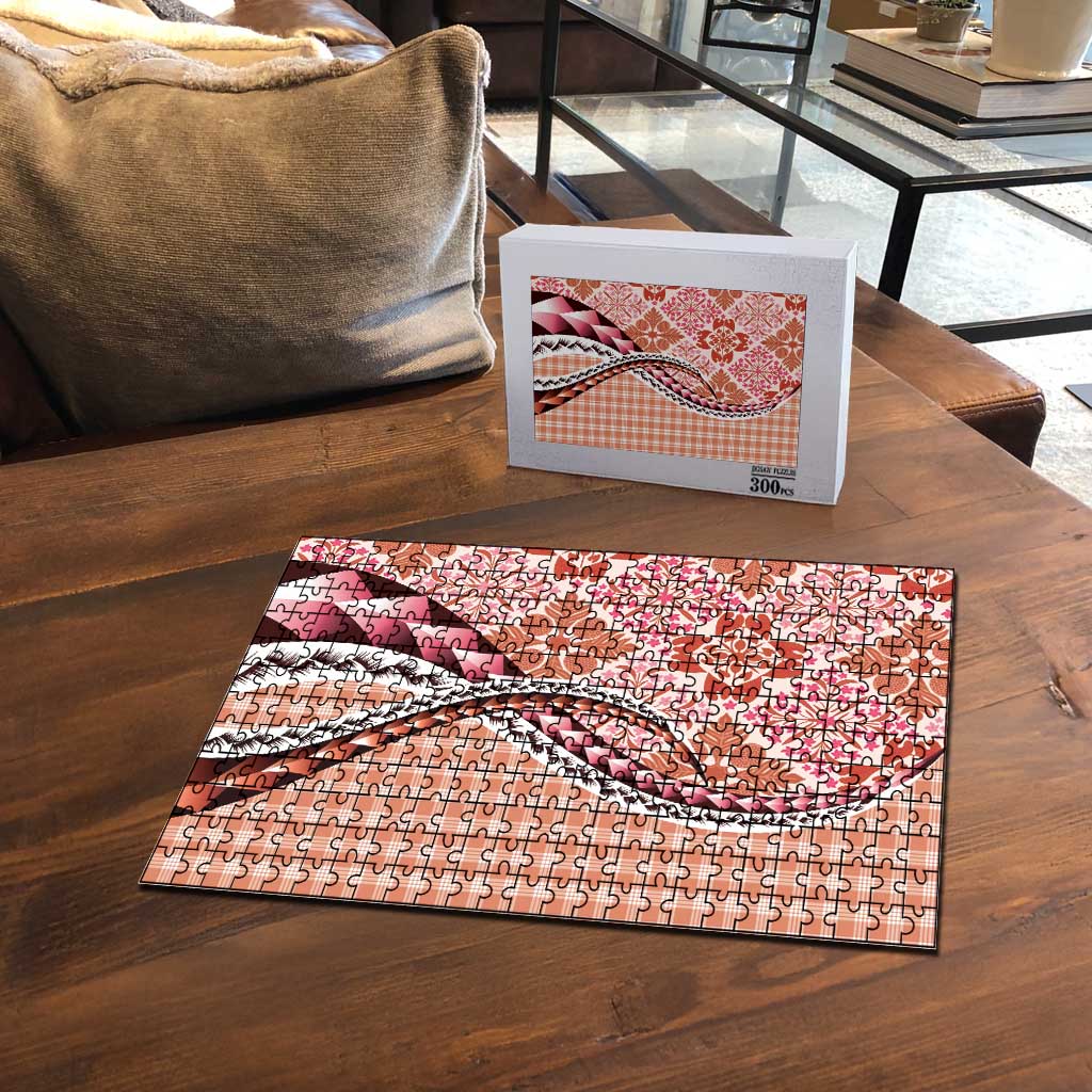 Aloha Vintage Palaka Floral Hawaiian Quilt Puzzle Ulaula Motif - Polynesian Pride