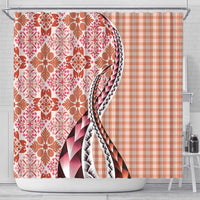 Aloha Vintage Palaka Floral Hawaiian Quilt Shower Curtain Ulaula Motif - Polynesian Pride