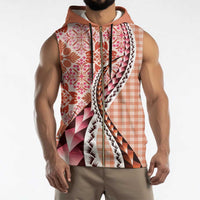 Aloha Vintage Palaka Floral Hawaiian Quilt Sleeveless Zip Hoodie Ulaula Motif - Polynesian Pride